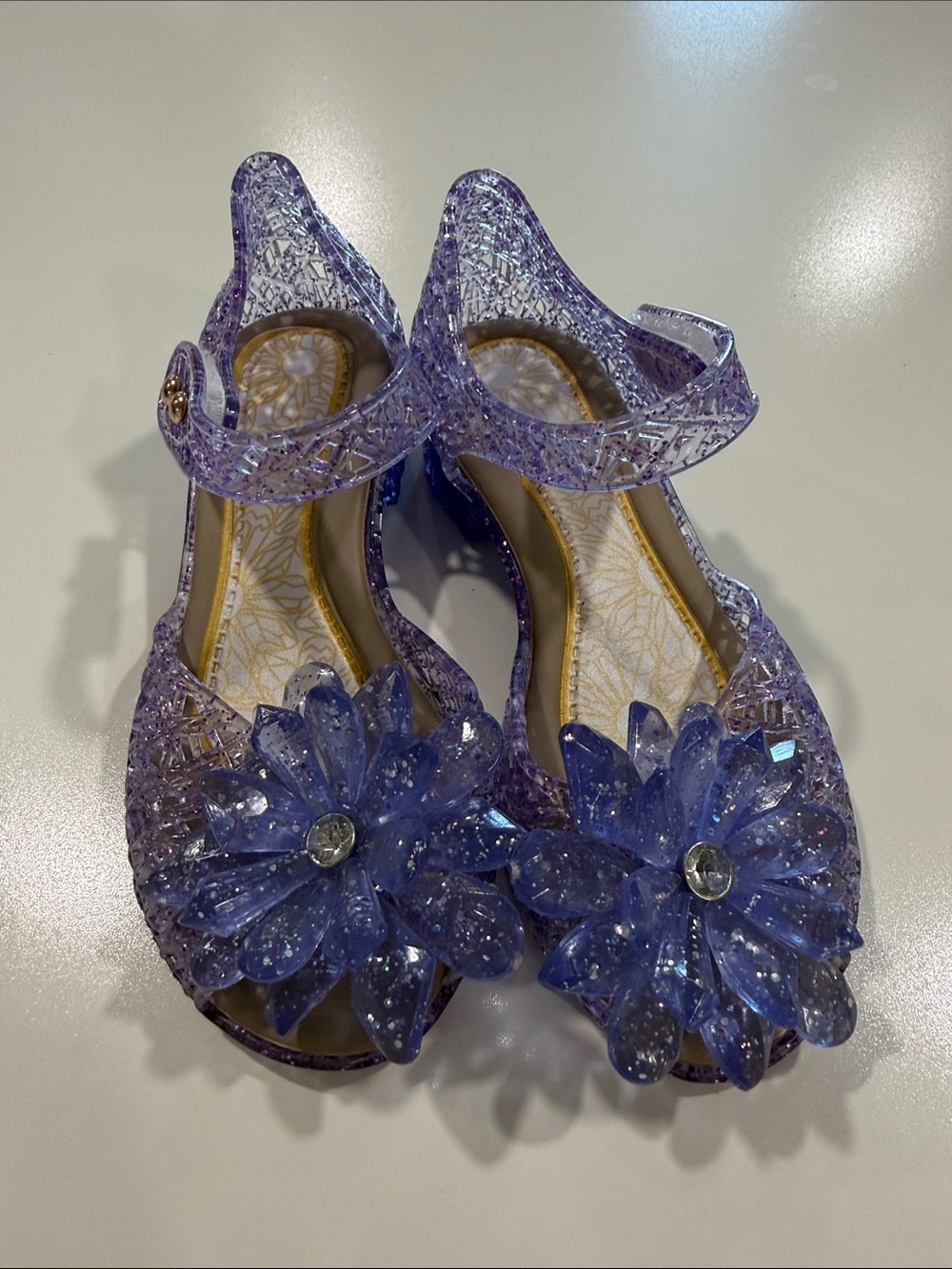 Girls Purple Glitter Flower Jelly Princess Sandals EU 26